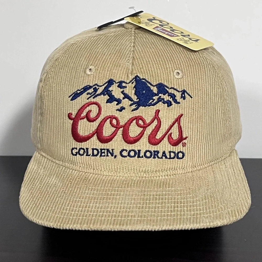 Coors Beer Corduroy Snapback Hat Cap Beige Tan Adjustable Golden Colorado NEW!!! - Picture 3 of 10